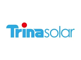 A blue and white logo of trina solar